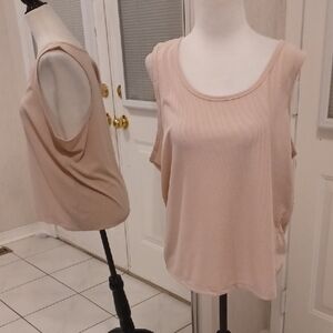 $4 Add-on New Light Pink Sleeveless Ribbed Tank Top - Size XXL